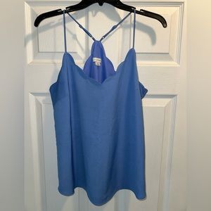 J. Crew blue, scalloped, racerback tank top. Size 6